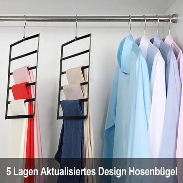Collapsible Pants Hanger, Space-Saving Pants Hanger, Foldable Non-Slip Pants Rack Made of Stainless Steel, Multifunctional Closet Organizer, Holds Multiple Pants, Jeans, Scarves, Black