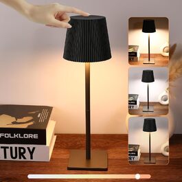 LED настільна лампа на акумуляторі, бездротова диммируемая лампа з сенсорним керуванням, 3 режими світла, перезарядна лампа з USB, водонепроникна IP54, для спальні, бару, ресторану (чорний)