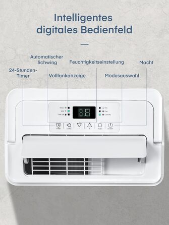 Розумний осушувач повітря з Wi-Fi та додатком, 20 л/24 год, для приміщень до 135 м³ (50 м²), об'єм бака 4.2 л, захист від переливу, таймер 24 год з режимом прання, осушувач для підвалу, спальні, ванної кімнати