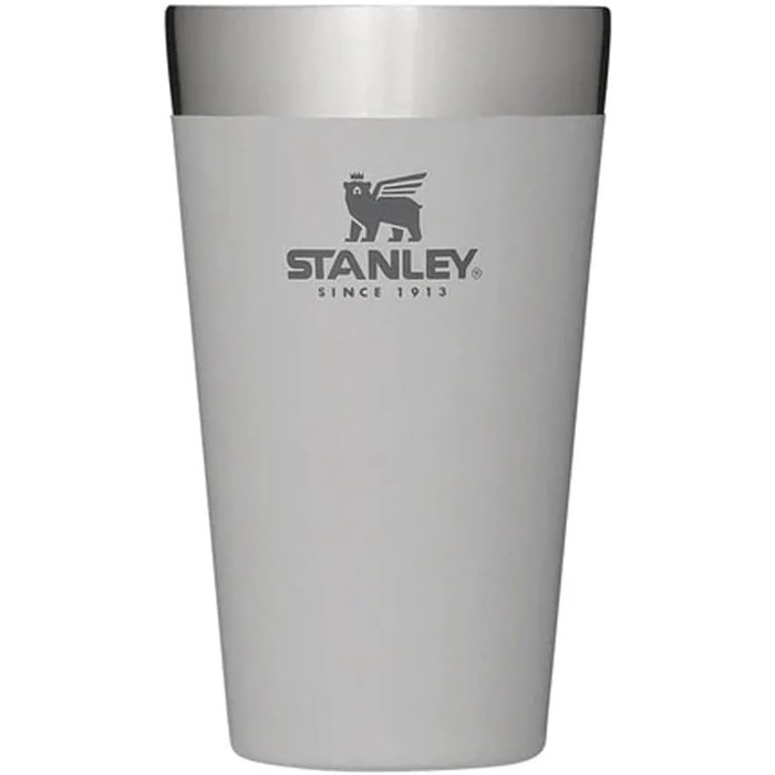 Термокружка Stanley Adventure Stacking Bierkrug 473 мл з нержавіючої сталі - 4 години холоду, без BPA, з подвійними стінками, вакуумна ізоляція, миється в посудомийній машині (Ash)