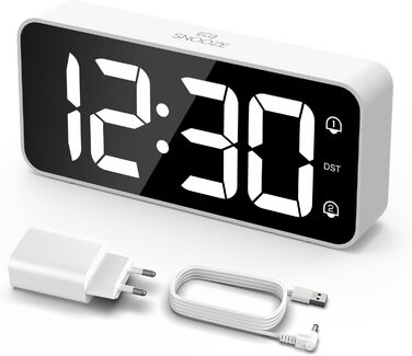 LED-годинник з будильником LATEC з двома тривогами, USB-зарядкою, регулюванням яскравості та гучності, 8 мелодій, 12/24 год, мережевий
