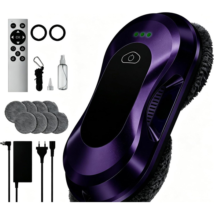 Робот для миття вікон Keero WD12D (Sternenlila) 7000 Pa, електричний, з турбомотором та 10 серветками