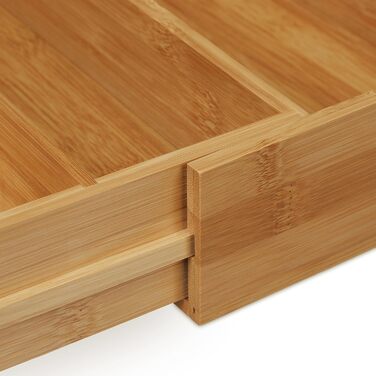 Relaxdays Cutlery Box Bamboo, Extendable, Cutlery Insert for Drawers, Drawer Insert HBT 6.5x57.5x43 cm, natural