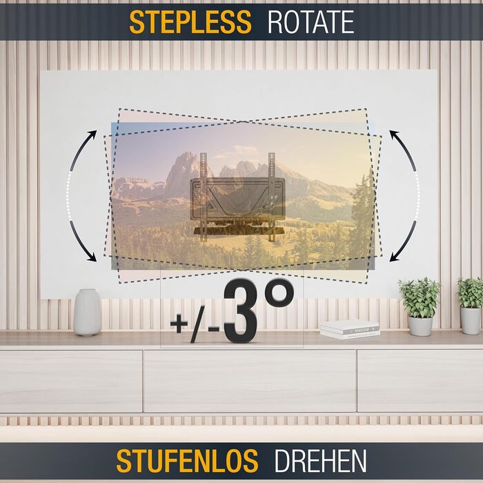 Кріплення для телевізора RICOO S9544: поворотне та нахильне, для телевізорів 40-65 дюймів, VESA 400x400, до 45 кг, універсальне, пласке, curved