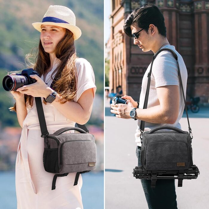 Сумка для камери S-ZONE: водонепроникна фотосумка для DSLR/SLR з кріпленням для штатива та аксесуарами (сіра)