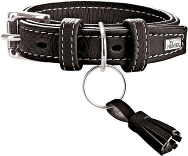 Нашийник для собак HUNTER CANNES, шкіряний, з м'якої напівшкіри, чорний, розмір XS (35 см)