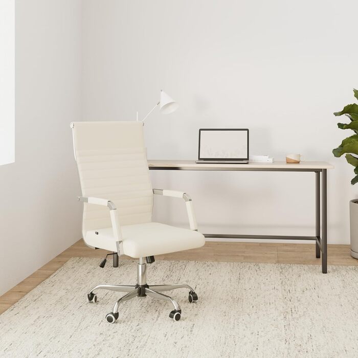 Ергономічне крісло для офісу Amadora I з регулюванням висоти, поворотне на 360 градусів, тканинне покриття, міцне, витримує до 120 кг, колір: кремовий