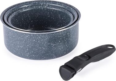 Набір каструль Russell Hobbs Clip and Cook 4 шт, знімна ручка, антипригарні, індукційні, духовка, 16/18/20 см, нічний камінь, компактне зберігання