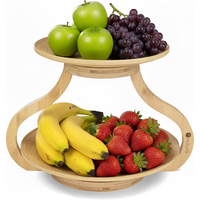 Натуралік: Двоярусна етажерка для фруктів з бамбука - Натуральне зберігання