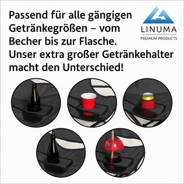 LINUMA® Складний стілець для риболовлі та відпочинку на природі - чорний, з підстаканником та сумкою для перенесення