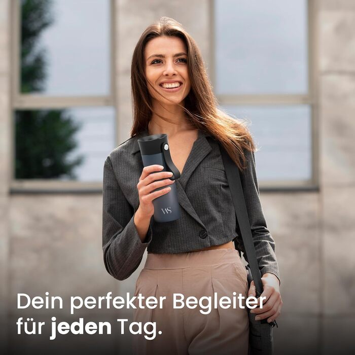 Термокружка для кави To-Go з нержавіючої сталі, 360 мл, витримує 4 години тепла та 8 годин холоду, BPA-free, з герметичним закриттям, сірий колір