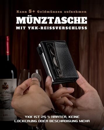 Портмоне DODENSHA® MagSnap для чоловіків з RFID захистом та відділенням для AirTag® I Кредитниця для 10+ карток I Портмоне з монетницею I (Чорний)