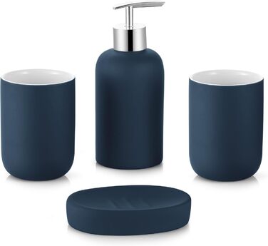 Набір аксесуарів для ванної кімнати DUFU, блакитний, 4 шт., кераміка. Включає мильницю, дозатор мила та 2 чашки.