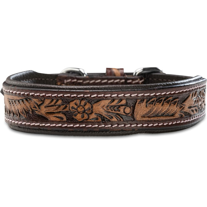 Нашийник для собак Джек Рассел з натуральної шкіри буйвола, регульований, з м'якою підкладкою, ручної роботи, з різьбленням, Alexey, розмір S (26-34 см)