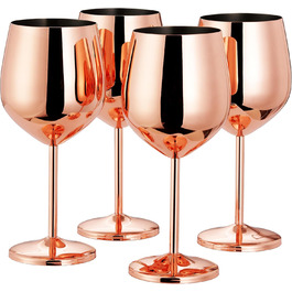 Набір з 4 великих келихів для вина Oak & Steel Roségold (0.5 л, 21 x 9 см) - міцне скло, подарунковий набір