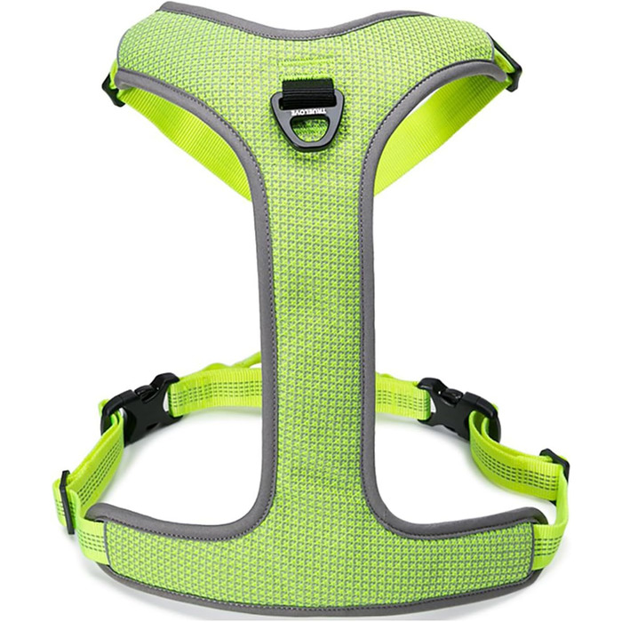 TRUE LOVE Dog Harness Outdoor Adventure II, reflective vest with 2 leash attachments, matching leash and collar available, TLH6071 (S, Neon Yellow)