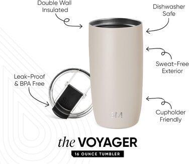 Термокружка Simple Modern Voyager 470 мл Almond Birch з кришкою | Зігріваючий нержавіючий сталевий горнятко для кави | Подарунок для жінок та чоловіків