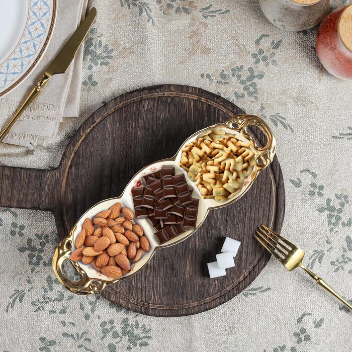 Золота етажерка Fanquare з 2 ярусами з кераміки, підставка для тортів, фруктів та капкейків