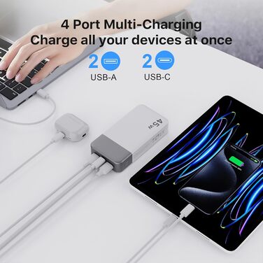 Power Bank NOBIS 20000mAh 45W з USB-C та USB-A, Цифровий дисплей, Білий