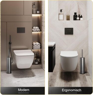 Підлогова щітка для унітазу Dazi металева сіра з 2 щітками для глибокого очищення та захистом від бризок та засмічення