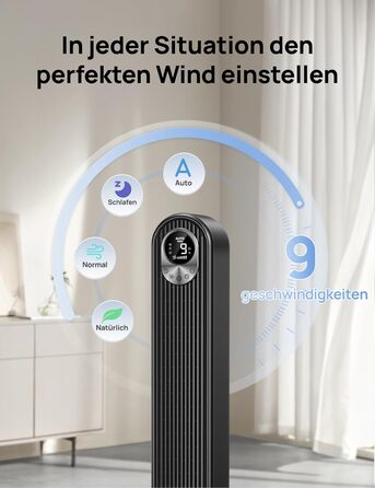 Турбовентилятор Dreo з потужним мотором 20dB: тихий, з дистанційним керуванням, 9 режимів, 90° осциляція, таймер 12 годин. Ідеально для спальні.