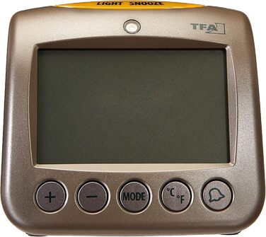 TFA Dostmann Sonio Digital Radio Alarm Clock, 60.2514, with Temperature Display, Day of the Week and Date, 11.2 x 9.8 x 11 cm, silver, plastic