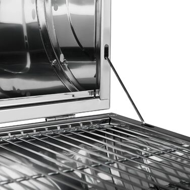 BBQ гриль із нержавіючої сталі tectake, велика подвійна решітка, для вугілля, срібний