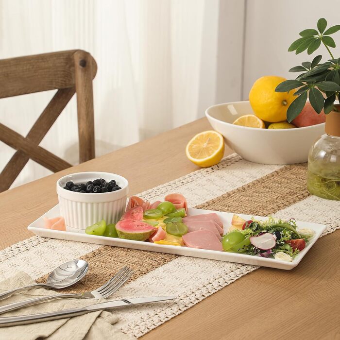 Набір сервіровочних тарілок DOWAN, 4 шт., 24.6 x 13.7 см, для буфетів, суші, десертів, закусок, білий, кераміка