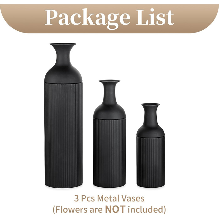 Large White Metal Floor Vase - Modern Textured Design, 68/51/41cm - Perfect for Pampas Grass & Home Decor