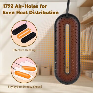 Електричний сушильник для взуття та черевиків з таймером, тихий, видаляє запахи, чорний, з EU-штекером