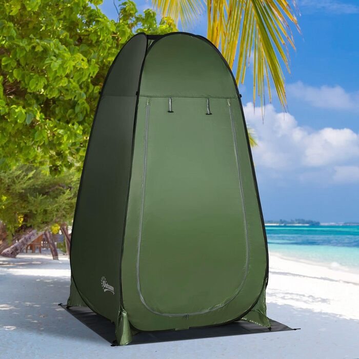 Outsunny Pop-Up Camping Shower Tent & Toilet Privacy Shelter with Carry Bag - Portable Outdoor Changing Room & Shelter - 126x124x189cm