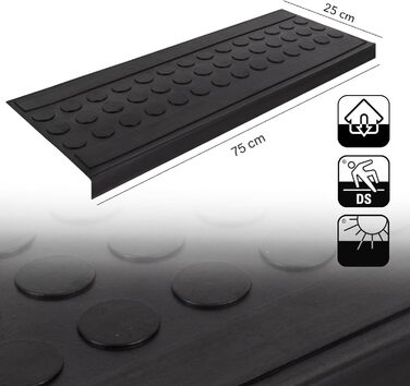 Rubber Threshold Mats with Beveled Edge - Non-Slip, Indoor/Outdoor - 5 Piece Set