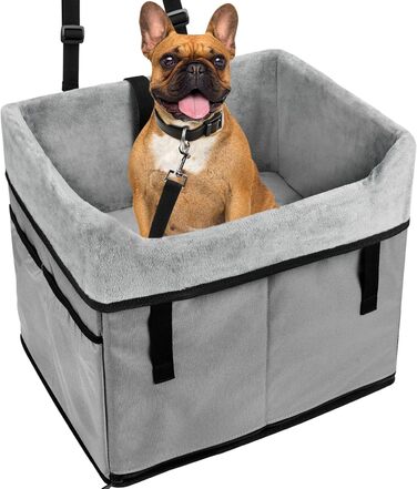 Автокрісло для собак маленьких порід, переноска-бустер для собак до 11,3 кг (сірий)