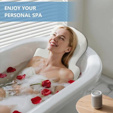 Подушка для ванни повного тіла, товста подушка для ванни з мішком для білизни, розкішна подушка для підтримки голови, шиї та плечей, для релаксації та спа (біла, 129,5 x 40,6 см)