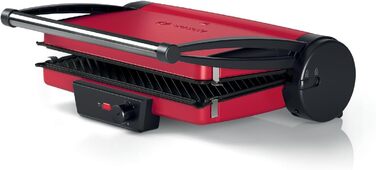 Електричний контактний гриль Bosch TCG4104 3-в-1, 2000 Вт, червоний, з регулюванням температури та знімними алюмінієвими пластинами