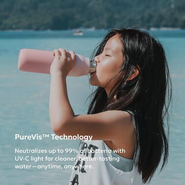 Пляшка для води LARQ PureVis 740 мл: самоочисна, нержавіюча сталь, UV-C, зберігає температуру, BPA-free, гімалайський рожевий