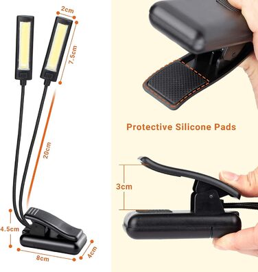 LED лампа для нотного пюльту Cahaya з 3 режимами яскравості, USB-кабель, регульована, сучасний дизайн