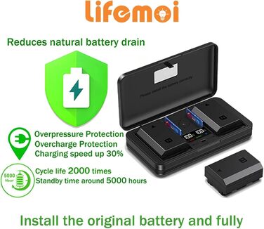 Акумулятор для камери PS-BLS5 BLS50 (2200mA) з мультифункціональним зарядним пристроєм (2 акумулятори) - сумісний з Olympus OM-5, OM-D E-M5 III, E-M10, E-M10 III, E-M10 IV, E-PM1, E-PL3, E-PL8, E-PL9, E-PL10, Stylus 1