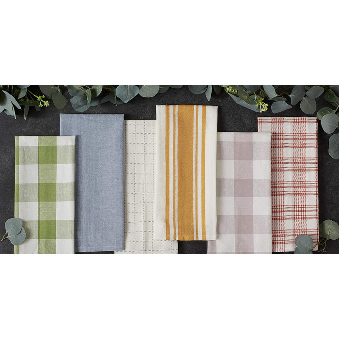 DII Everyday Basic Kitchen Collection Large Dish Towel Set, Woven Cotton, Stonewash Blue, 18x28, 5