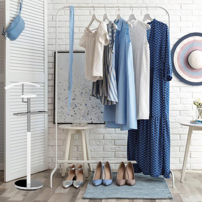 Relaxdays Coat Rack for Men, Metal Clothes Stand, Silent Butler Free-Standing, Clothes Butler, HBT: approx. 111 x 45 x 21 cm (47 x 30 x 112 cm)