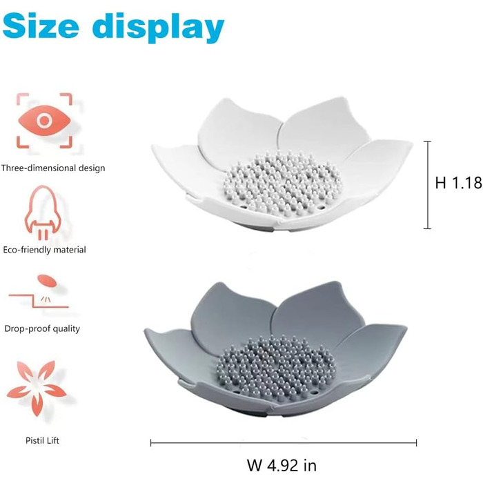 Миска для мила з отвором для стоку, 2 шт., полиця для ванної кімнати з пластику (білий та сірий)