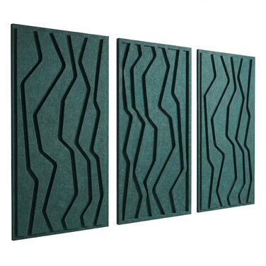 Набір акустичних панелей NIC’BRUX (3 шт.), 80x44 см, звукопоглинаючі настінні панелі з PET-фільцу для вітальні, офісу та студії, смарагдово-зелені