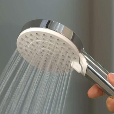 hansgrohe Crometta Showerhead Holder Set, with shower hose, 1.60 m, 2 spray patterns, water-saving, White/Chrome
