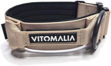 Тактичний нашийник для собак, 5 см: міцний нейлон, магнітна ручка, надійна застібка, для великих собак (5см/M = 40-50см, Бежевий)