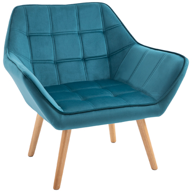 HOMCOM Single Armchair, Recliner Chair, Velvet, Raised Legs, Velvety Polyester, Scandinavian Style, Green, 64x62x72.5cm | Aosom