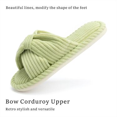 Домашні тапочки Chantomoo для жінок з меморі-піною, для дому, спальні, ванної кімнати, відкриті пальці, шнуровий велюр, неслизькі, зручні (37/38 EU, Зелений)