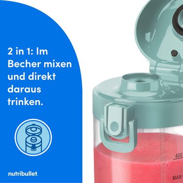 NutriBullet Immersion Blender, Immersion Blender, 475ml BPA-free, Mini-Mixer, Multi-Function Blender, USB-C Charger, over 15 blending cycles, Light Blue, NBP003LBL Portable Light Blue