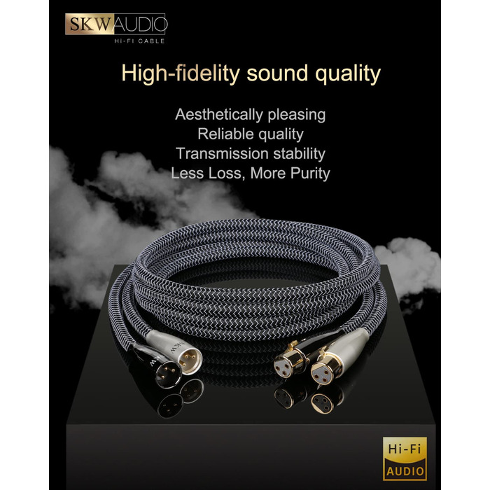 Акустичний кабель для колонок SKW з банановими роз'ємами, мідно-срібляний пліт, 3м, для Hi-Fi систем, підсилювачів та домашнього кінотеатру
