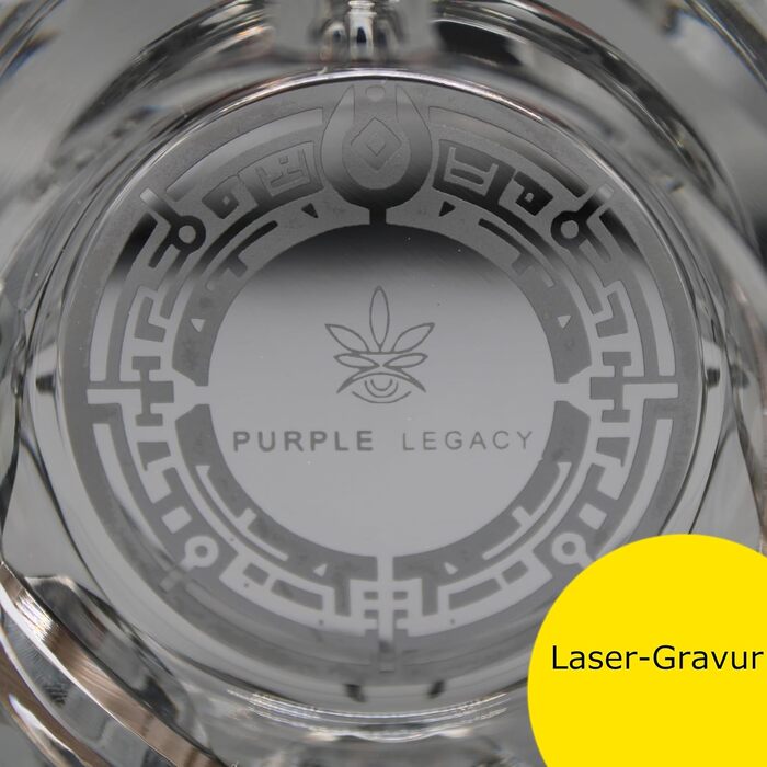 Скляна кришталева попільничка PURPLE LEGACY, велика, темно-сіра, 280г, лазерне гравіювання, протиковзке дно, елегантна та міцна