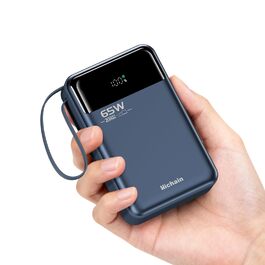 Power Bank Hichain 65W 20000mAh USB-C з кабелем, LED-дисплей, для MacBook, iPhone, Samsung, iPad, планшетів - Синій